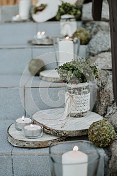 Details of wedding decorations in the evening photo