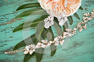 Details of wedding jewelry and accessories photo