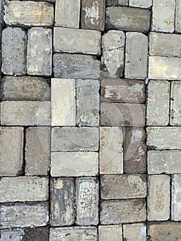 Details of well laid out paving blocks for road sidewalks in Indonesia