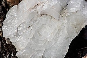 Details of white feldspar mineral rock