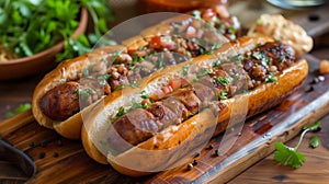 Details wiht the Argentinian choripan dish. AI generated