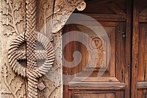 Details of a wood carved gate