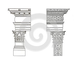 Detaisl from a temple in Palmyra | Antique Architectural Illustrations