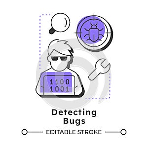 Detecting bugs modern linear concept icon
