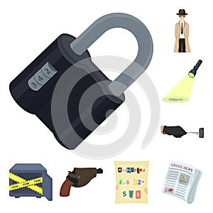 Detective agency cartoon icons in set collection for design. Crime and investigation vector symbol stock web