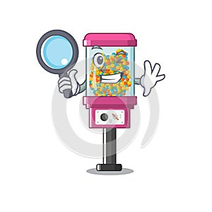 Detective candy vending machine in a cartoon