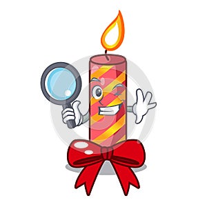 Detective cartoon christmas candles on a table