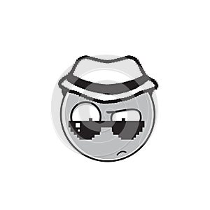 Detective Cartoon Face Wear Sunglasses And Hat People Emotion Icon