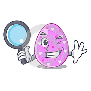 Detective cartoon shape easter color on eggs