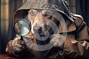 Detective dog solves the mystery of the crime. Generative AI