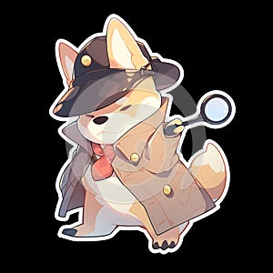 A detective dog who solves crimes, AI Generated, Sticker ver.10