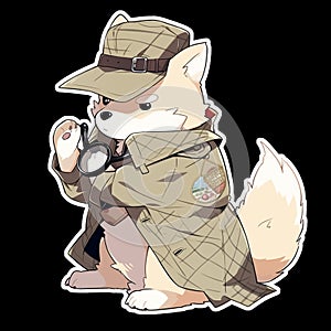 A detective dog who solves crimes, AI Generated, Sticker ver.12