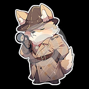 A detective dog who solves crimes, AI Generated, Sticker ver.16