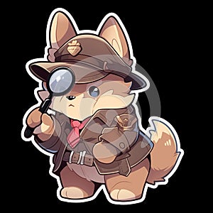 A detective dog who solves crimes, AI Generated, Sticker ver.20