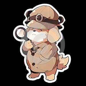 A detective dog who solves crimes, AI Generated, Sticker ver.21