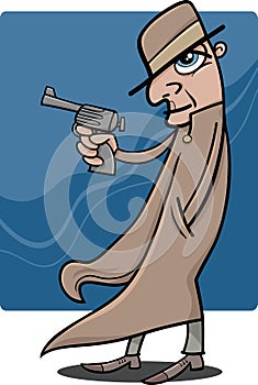 Detective or gangster cartoon illustration