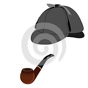 Detective hat and pipe