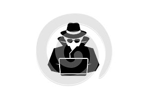 Detective Hidden Black Hacker Laptop Logo