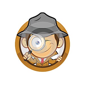 Detective holding a magnifying glass with circle shape