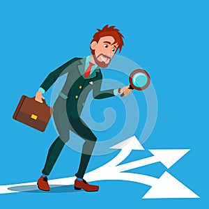 Detective Investigating, Searching Clues Cartoon Vector Character