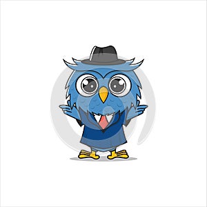 Detective or lawyer owl cartoon illustration
