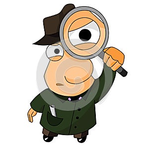 Detective with magnifying glass