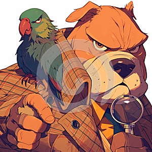 Detective Parrot and Dog Team