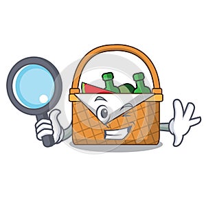 Detective picnic basket character cartoon