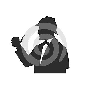 Detective with pipe vector illustration