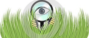 Detective Private Eye Spying Bushes Illustration photo