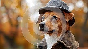 Detective Pup: Sleuth Style in Autumn Hues. Concept Puzzle-solving Pooch, Autumn Adventures photo
