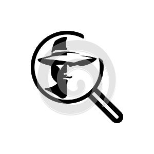 detective search black and white illustration