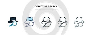 Detective search icon in different style vector illustration. two colored and black detective search vector icons designed in