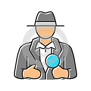 detective search magnifying glass color icon vector illustration