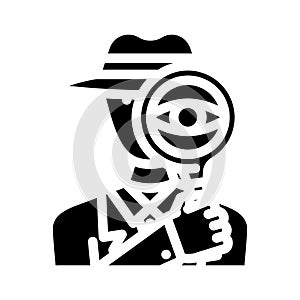 detective search magnifying glass glyph icon vector illustration