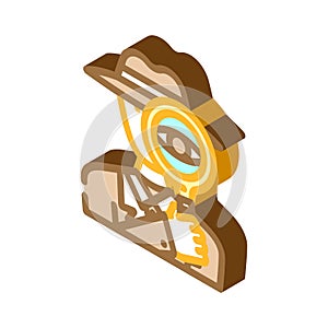 detective search magnifying glass isometric icon vector illustration