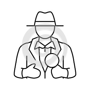 detective search magnifying glass line icon vector illustration