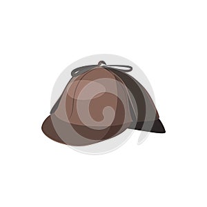 Detective Sherlock Holmes hat icon, cartoon style