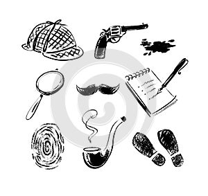 Detective sketch icons.