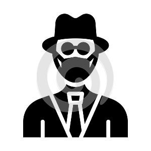 Detective Wearing mask Vector Icon which can easily modify or edit