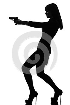 detective woman holding aiming gun
