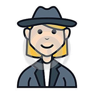 Detective woman job smile avatar people character