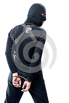 Detention of a dangerous terrorist in black clothes and a mask