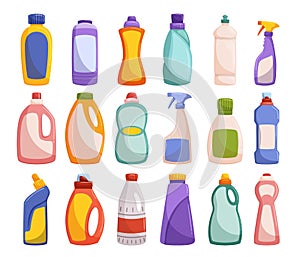 Detergent Bottles Set. Convenient, Ergonomic Design With Easy-to-use Cap For Efficient Dispensing, Vector Illustration