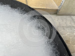 Detergent bubble for washing clothes.