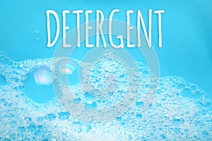 Detergent concept. Soap suds foam and bubbles from detergent