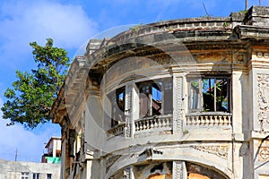 Deteriorated building Teatro Capitolio in Old Havana