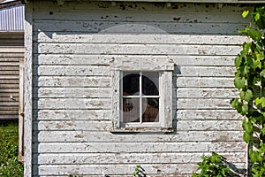 Deteriorating 19th century barn wall and window texture background