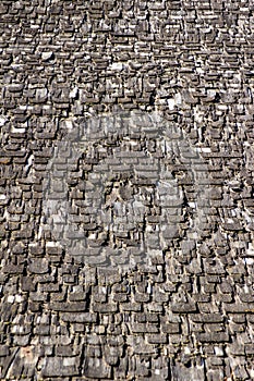 Deteriorating barn roof wood shingles