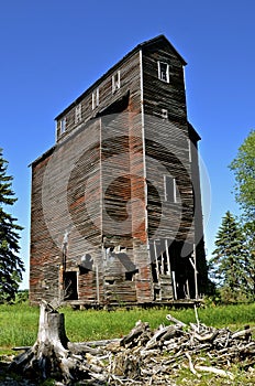 Deteriorating old grain elevator